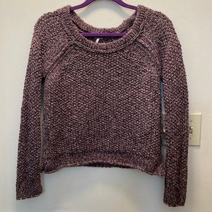 Free People Women’s Chunky Crew Neck Cropped Sweater size S Color is Pink/Gray